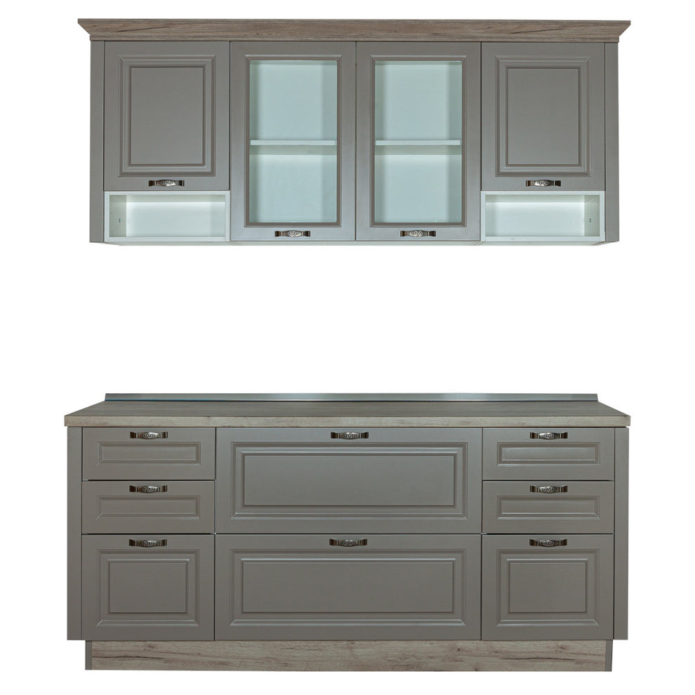 Bucatarie Capri Gri, Front Mdf Vopsit, 196.8 X 223 X 60 Cm