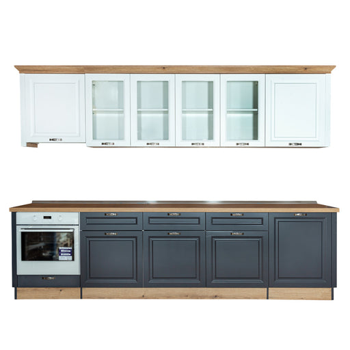 Bucatarie Libra, Alb Si Grafit, Front Mdf Vopsit, 307.6 X 223 X 60 Cm