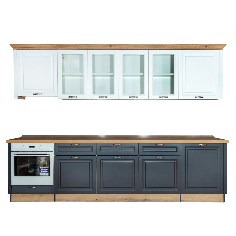Bucatarie Libra, Alb Si Grafit, Front Mdf Vopsit, 307.6 X 223 X 60 Cm
