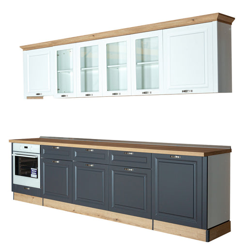 Bucatarie Libra, Alb Si Grafit, Front Mdf Vopsit, 307.6 X 223 X 60 Cm