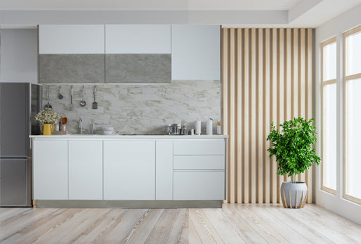 Bucatarie Moderna Alb Si Gri, Front Mdf, 222.7 X 223 X 60 Cm