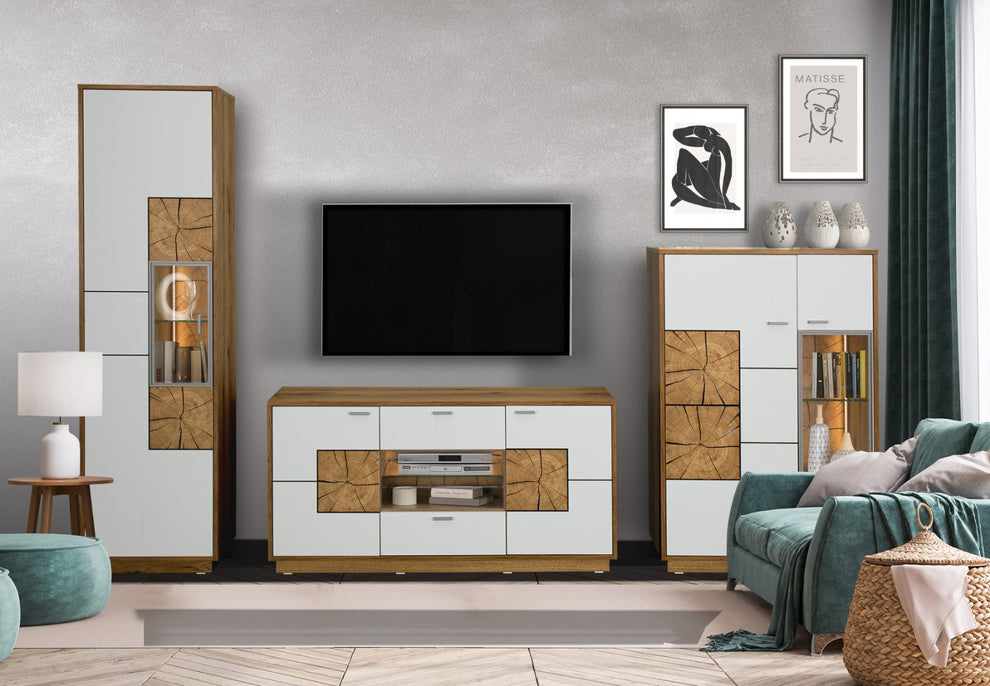 Set Living Urbano White, Alb Si Natur, 285 Cm
