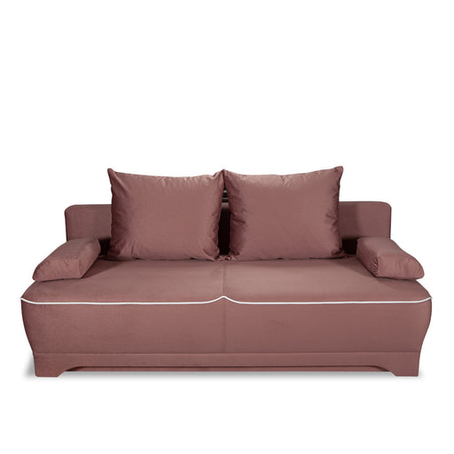 Canapea Extensibila Parma Cu Lada Roz Si Alb, 205 x 80 x 98 Cm