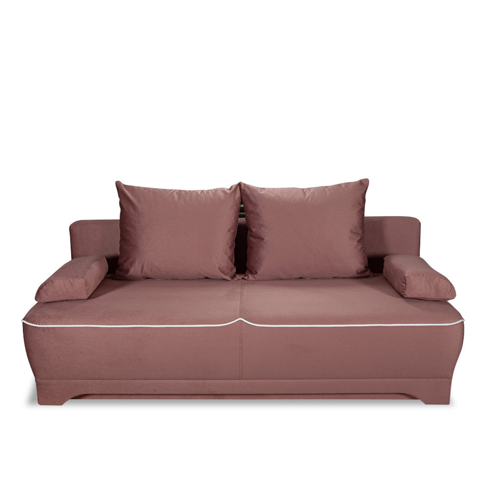 Canapea Extensibila Parma Cu Lada Roz Si Alb, 205 x 80 x 98 Cm