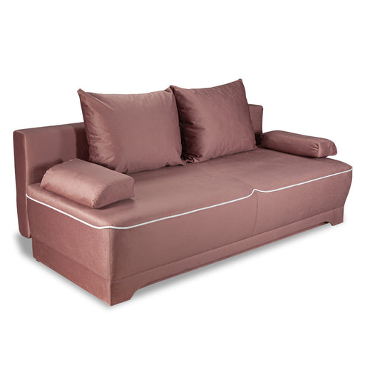Canapea Extensibila Parma Cu Lada Roz Si Alb, 205 x 80 x 98 Cm