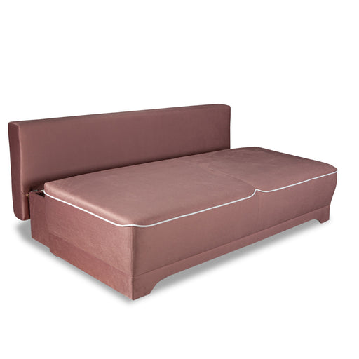 Canapea Extensibila Parma Cu Lada Roz Si Alb, 205 x 80 x 98 Cm