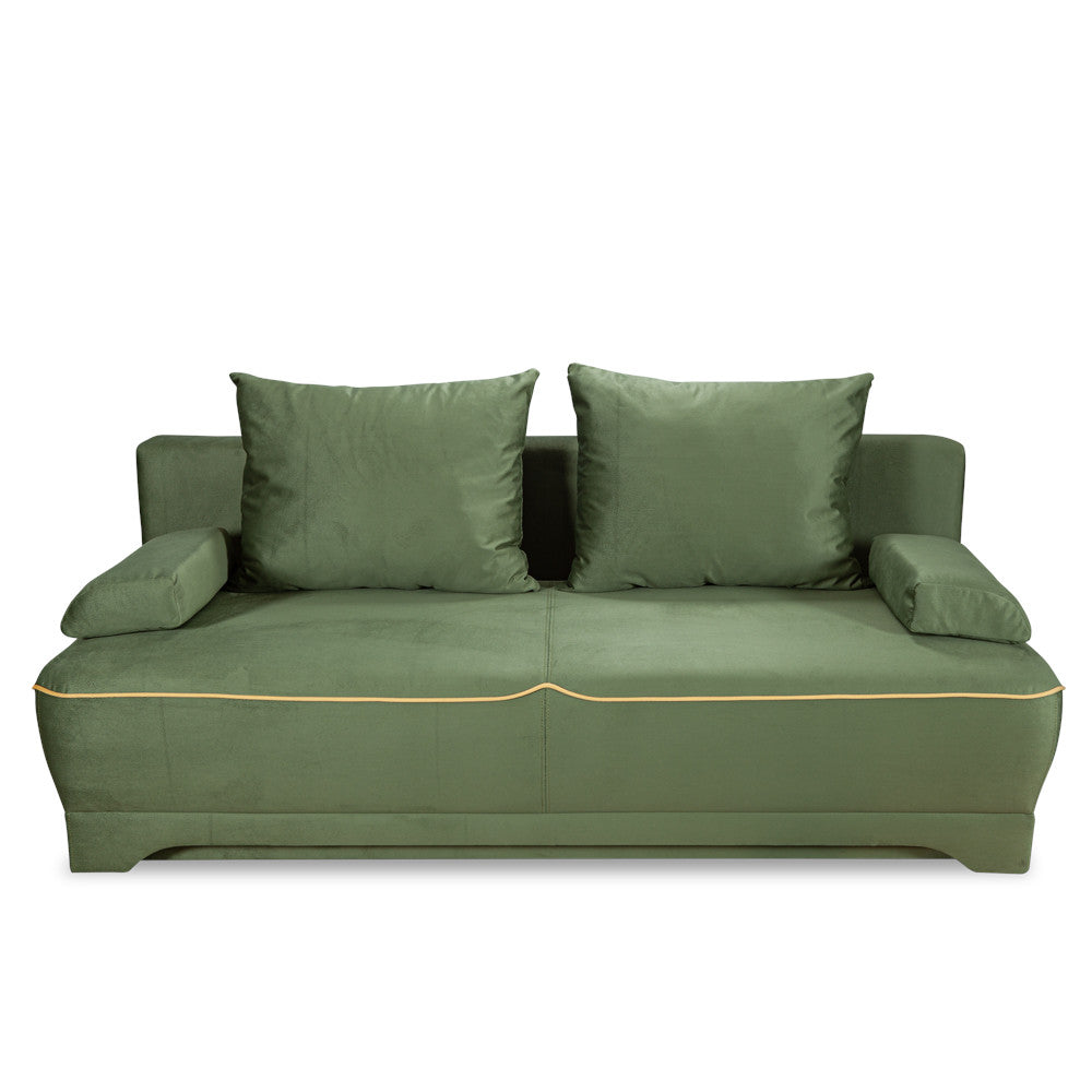 Canapea Extensibila Parma Cu Lada Verde Si Galben, 205 x 80 x 98 Cm