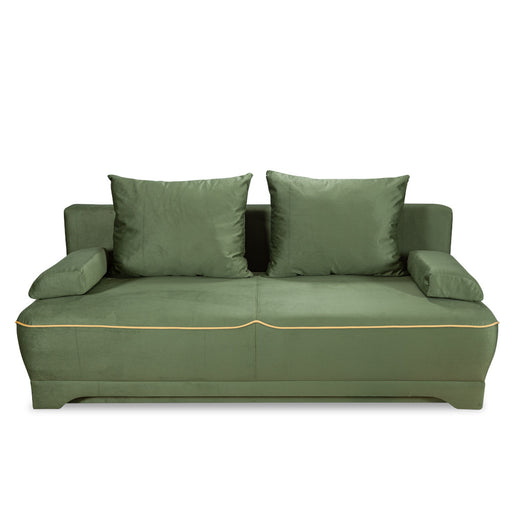 Canapea Extensibila Parma Cu Lada Verde Si Galben, 205 x 80 x 98 Cm