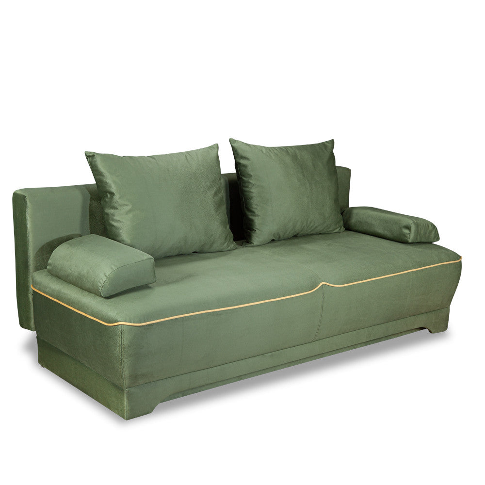Canapea Extensibila Parma Cu Lada Verde Si Galben, 205 x 80 x 98 Cm