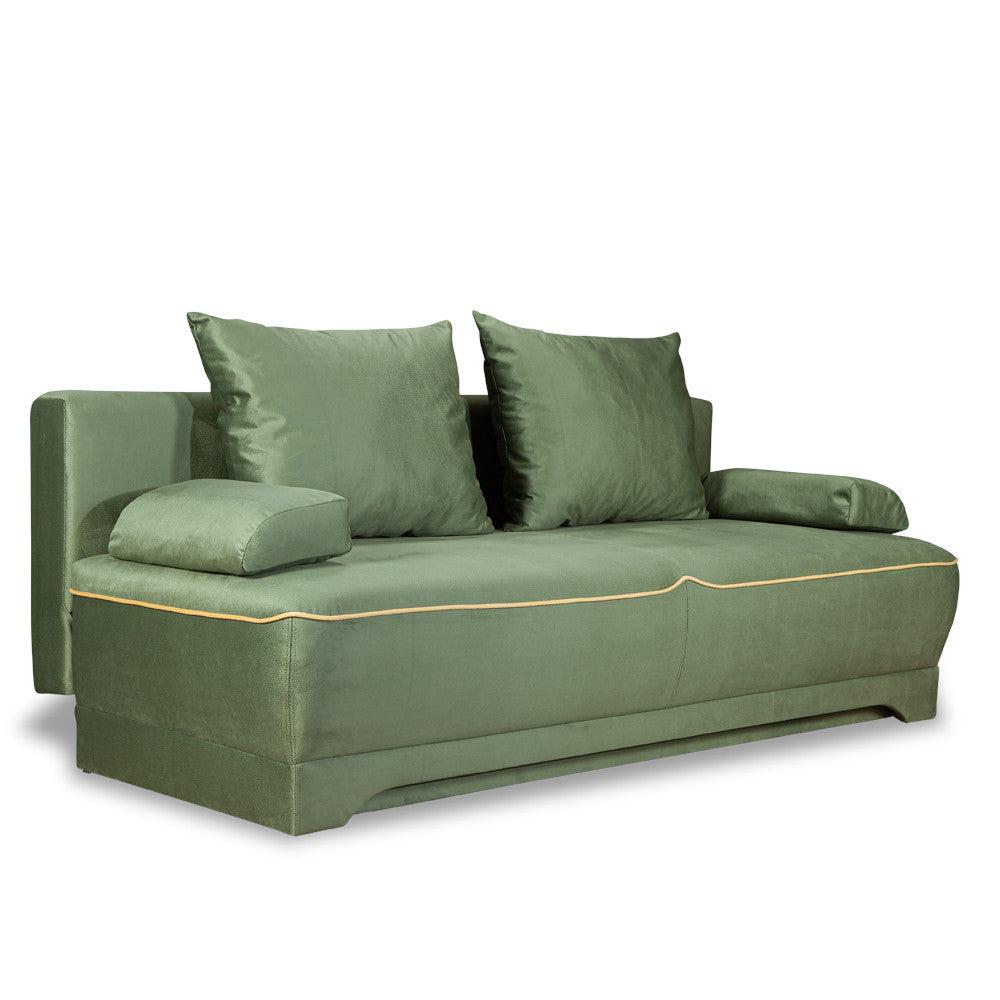 Canapea Extensibila Parma Cu Lada Verde Si Galben, 205 x 80 x 98 Cm
