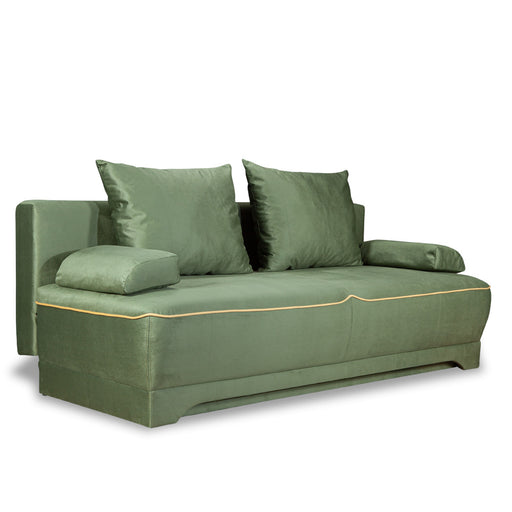 Canapea Extensibila Parma Cu Lada Verde Si Galben, 205 x 80 x 98 Cm