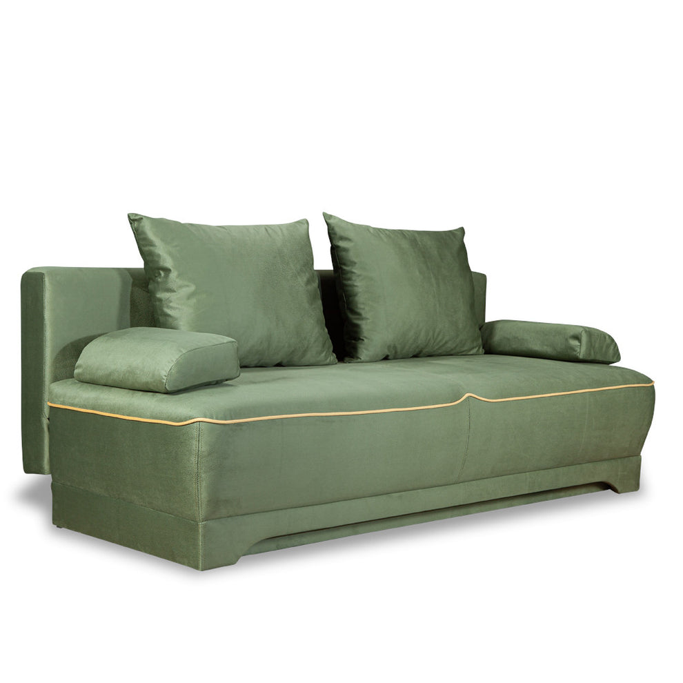 Canapea Extensibila Parma Cu Lada Verde Si Galben, 205 x 80 x 98 Cm