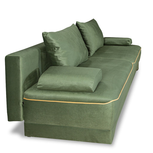 Canapea Extensibila Parma Cu Lada Verde Si Galben, 205 x 80 x 98 Cm