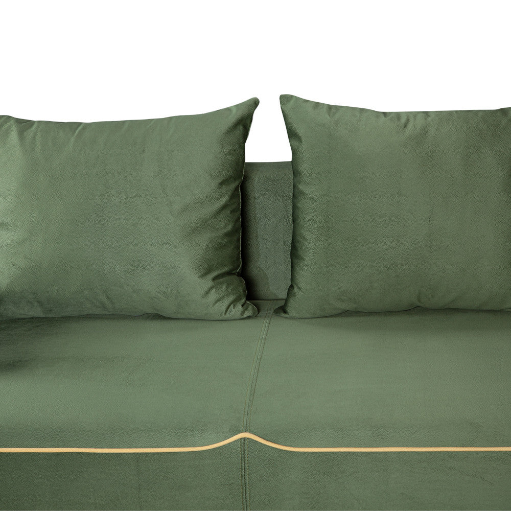 Canapea Extensibila Parma Cu Lada Verde Si Galben, 205 x 80 x 98 Cm