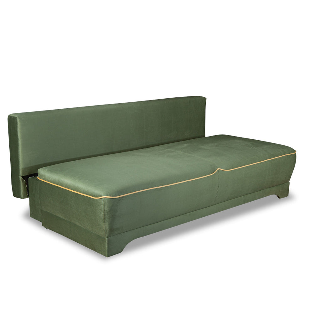 Canapea Extensibila Parma Cu Lada Verde Si Galben, 205 x 80 x 98 Cm