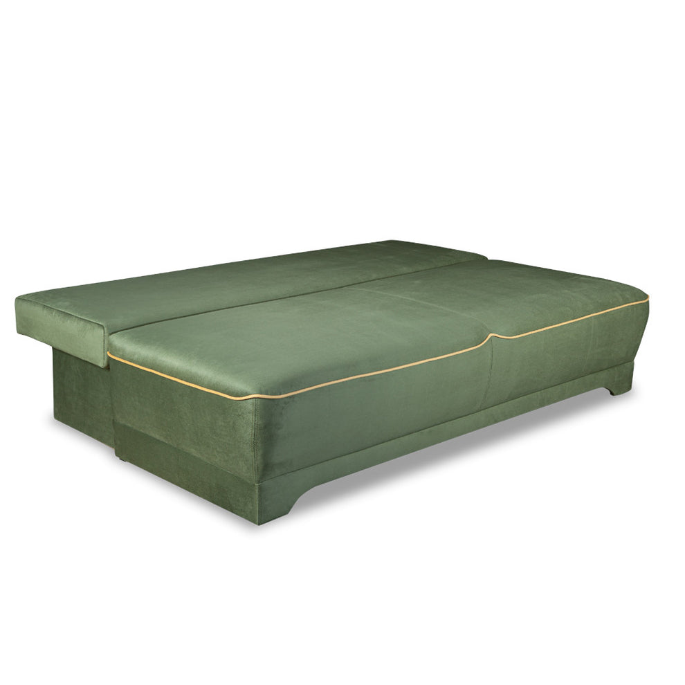 Canapea Extensibila Parma Cu Lada Verde Si Galben, 205 x 80 x 98 Cm