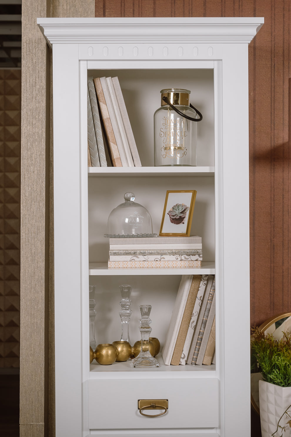 Biblioteca 1 Usa Si 1 Sertar Saint Tropez, Vopsit Alb, 68.8 Cm