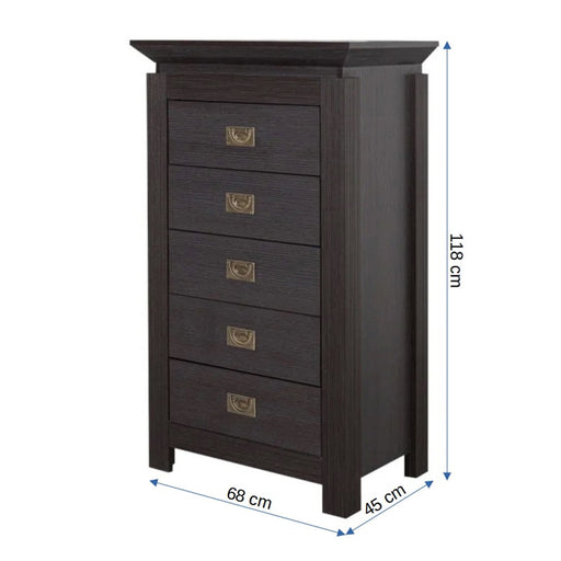 Comoda Saigon Cantori Cu 5 Sertare, 68 Cm
