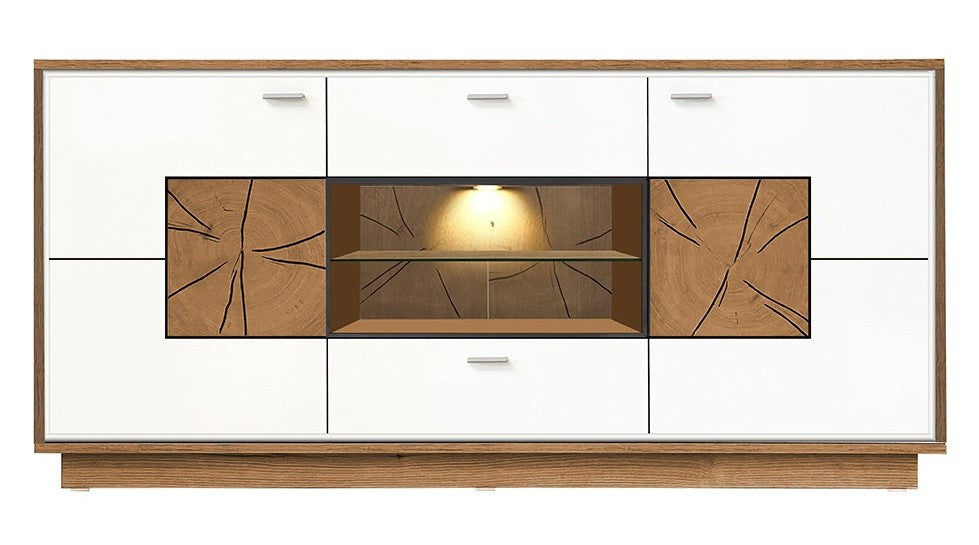 Comoda Urbano White Cu 2 Usi, 2 Sertare Si 1 Nisa Alb Si Natur, 170 Cm