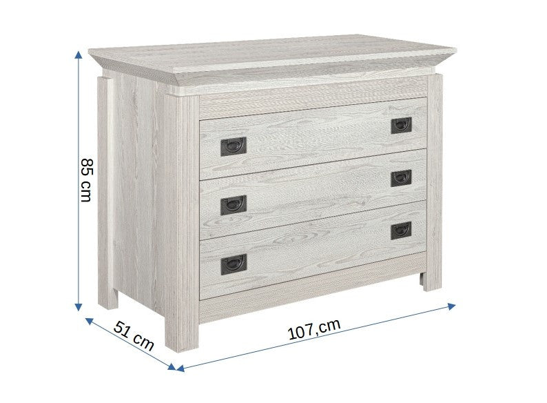 Comoda Casablanca Loft Cu 3 Sertare, 107 Cm