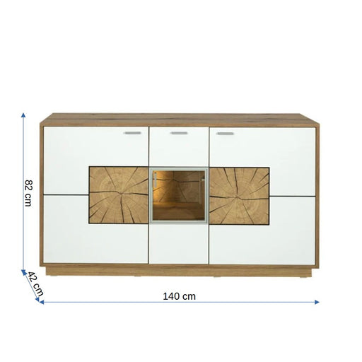 Bufet Urbano White Cu 3 Usi Si 1 Sertar Alb Si Natur, 140 Cm