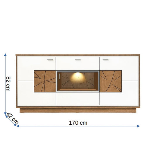 Bufet Urbano White Cu 3 Usi Si 1 Sertar Alb Si Natur, 170 Cm