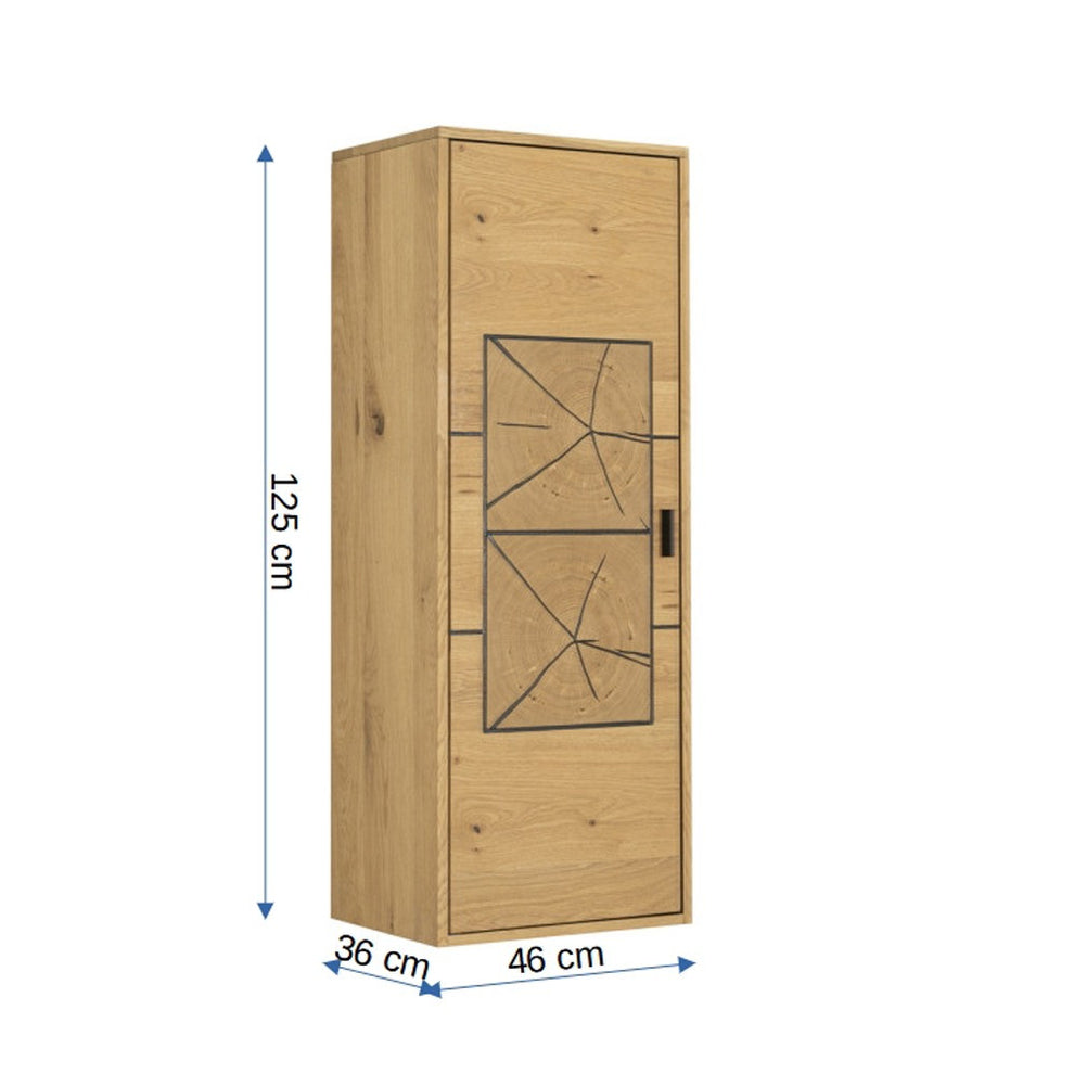 Etajera Urbano Oak Dreapta Cu 1 Usa, Stejar Rustic Si Negru, 46 Cm