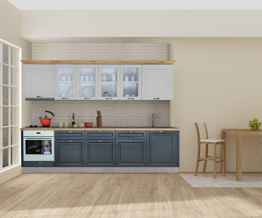 Bucatarie Libra, Alb Si Grafit, Front Mdf Vopsit, 307.6 X 223 X 60 Cm