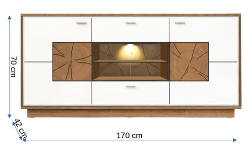 Comoda Urbano White Cu 2 Usi, 2 Sertare Si 1 Nisa Alb Si Natur, 170 Cm