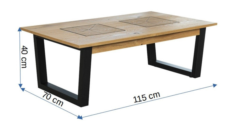 Masa Cafea Urbano Oak, Stejar Rustic Si Negru, 115 Cm
