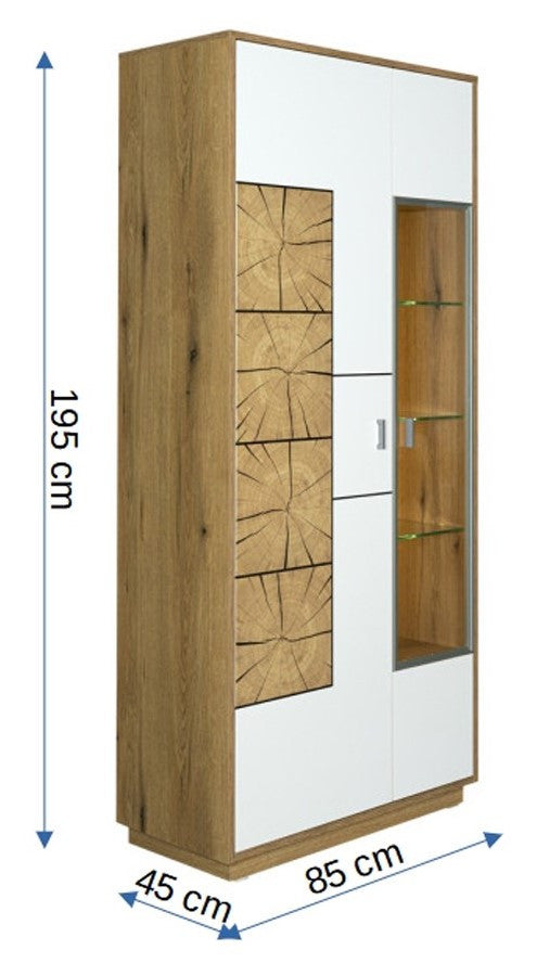 Vitrina Urbano White Cu 2 Usi Alb Si Natur, 85 Cm