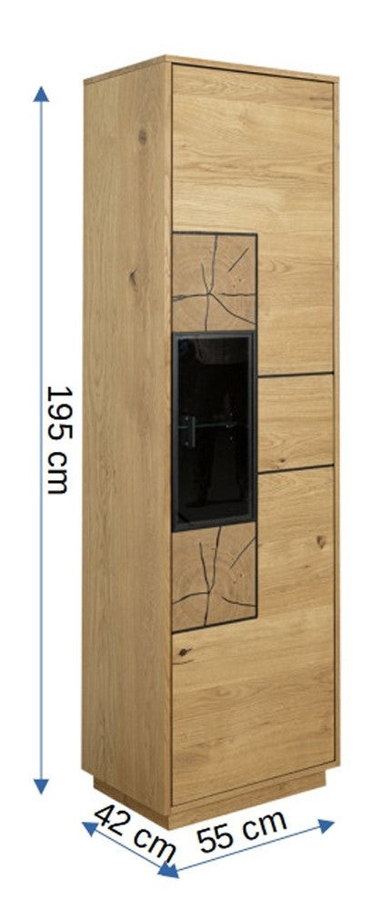 Vitrina Urbano Oak Cu 1 Usa, Stejar Rustic Si Negru, 54.5 Cm