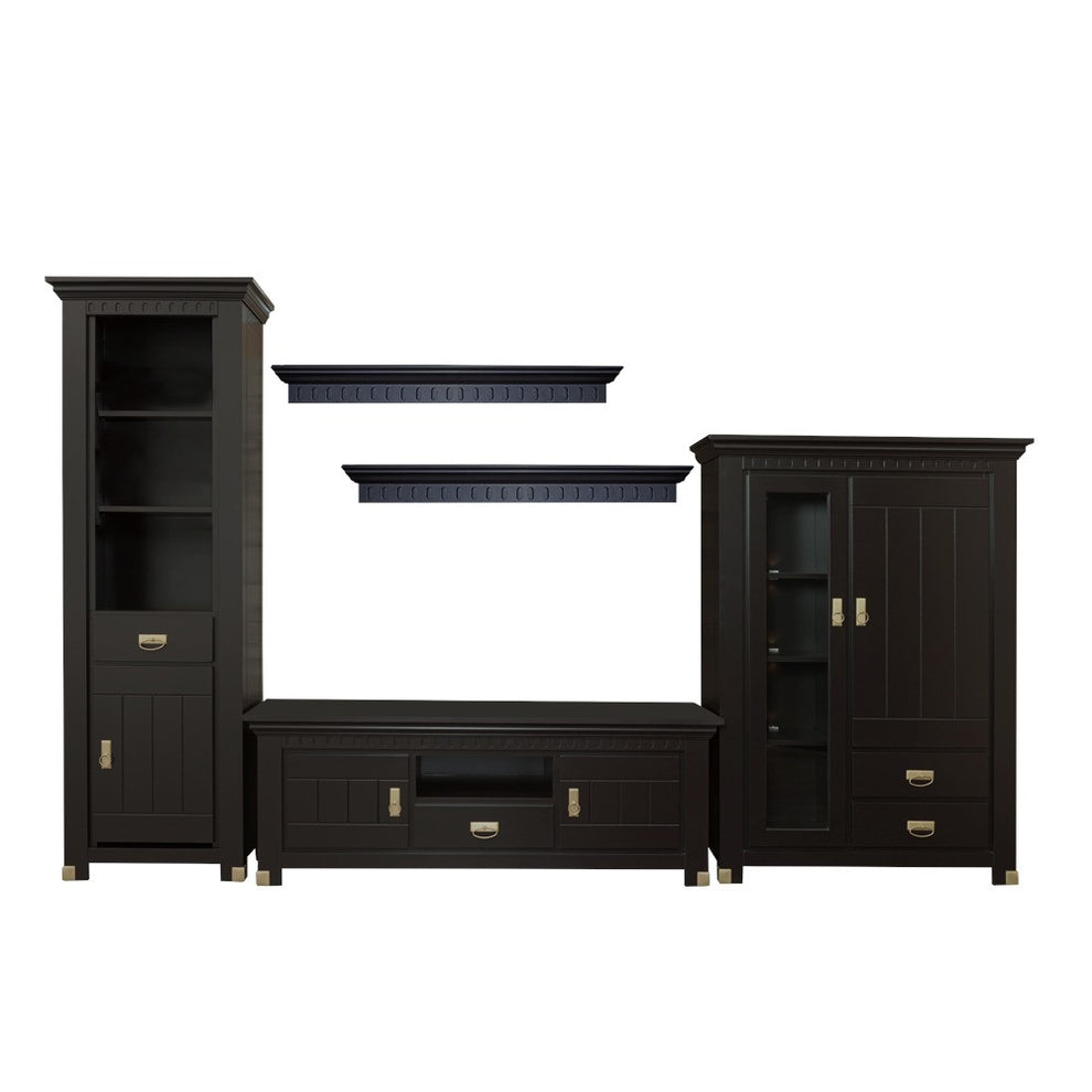Biblioteca cu 1 usa si 1 sertar Saint Tropez Negru, Vopsit, 68.8 Cm