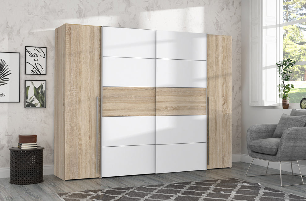 Dulap Energy Stejar Sonoma Alb, 270 Cm