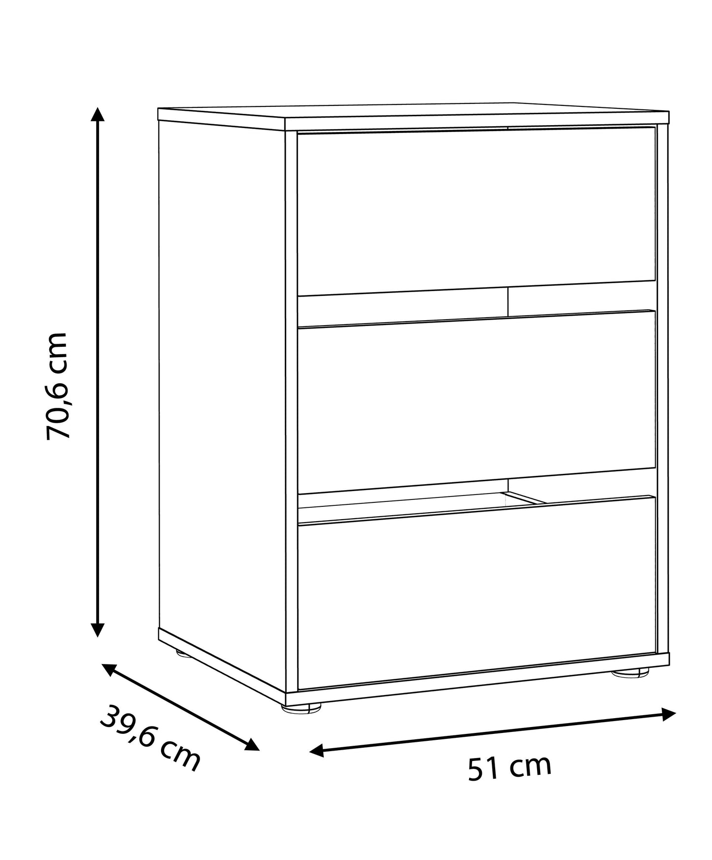 Comoda Interior Dulap Wings Gri, 51 Cm