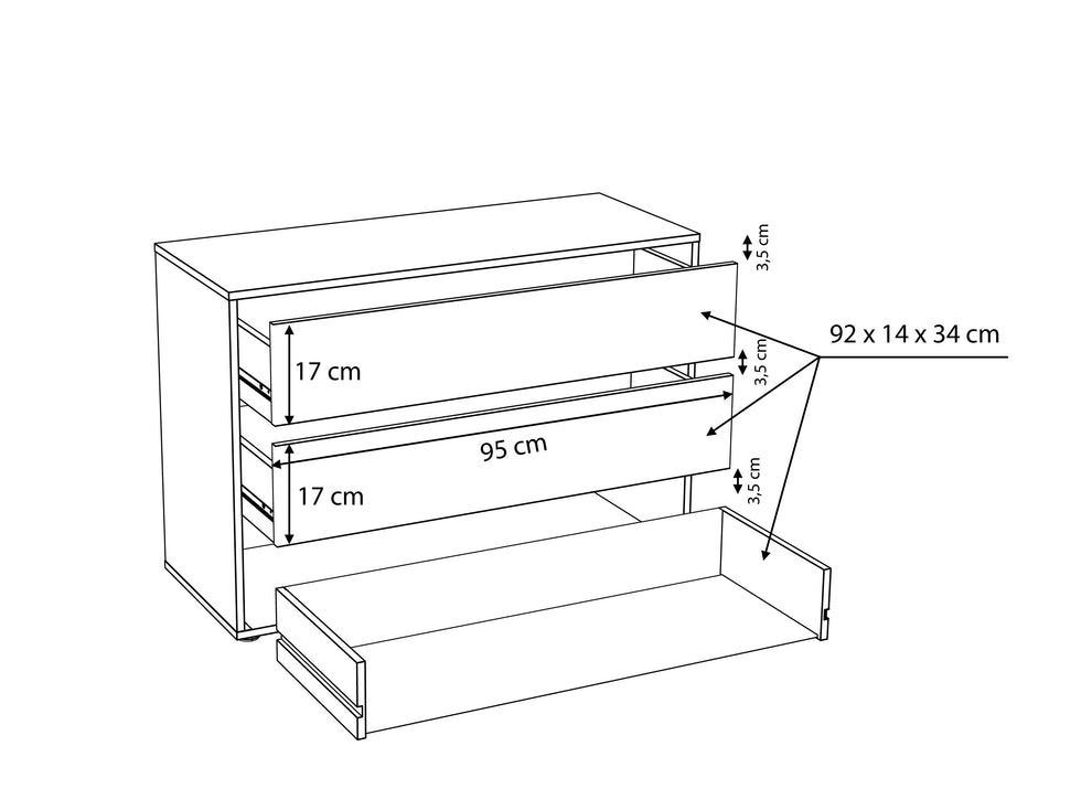 Comoda Interior Dulap Rimrock Gri, 98.7 Cm