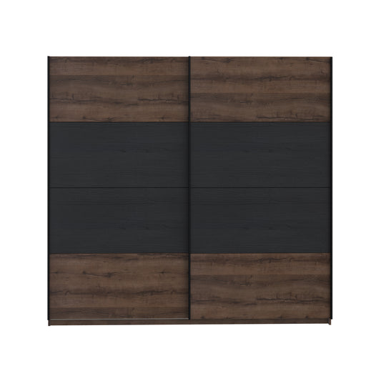 Dulap Rimrock Stejar Pamantiu Si Stejar Negru, 220 Cm