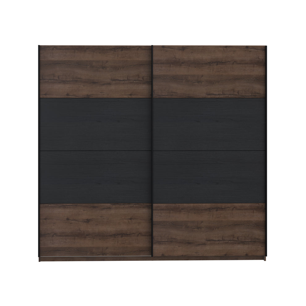 Dulap Rimrock Stejar Pamantiu Si Stejar Negru, 220 Cm