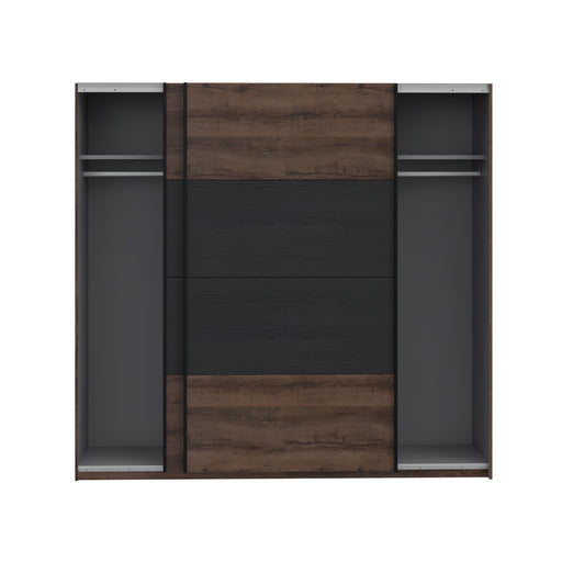 Dulap Rimrock Stejar Pamantiu Si Stejar Negru, 220 Cm