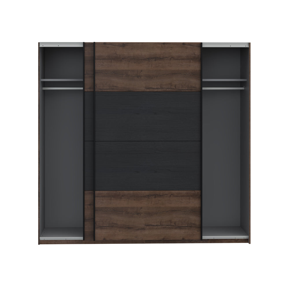 Dulap Rimrock Stejar Pamantiu Si Stejar Negru, 220 Cm