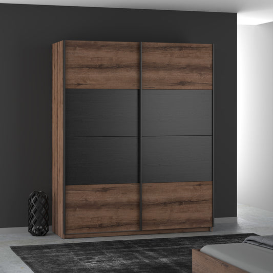 Dulap Rimrock Stejar Pamantiu Si Stejar Negru, 170 Cm