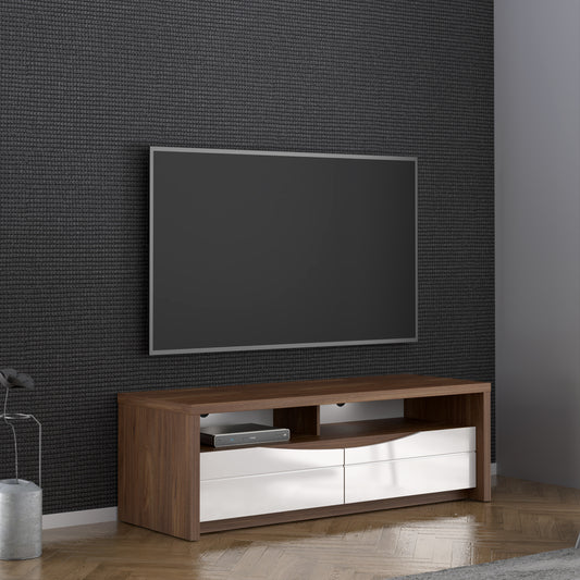 Comoda Tv Sentozza Stejar Sangallo si Alb Lucios, 148 Cm