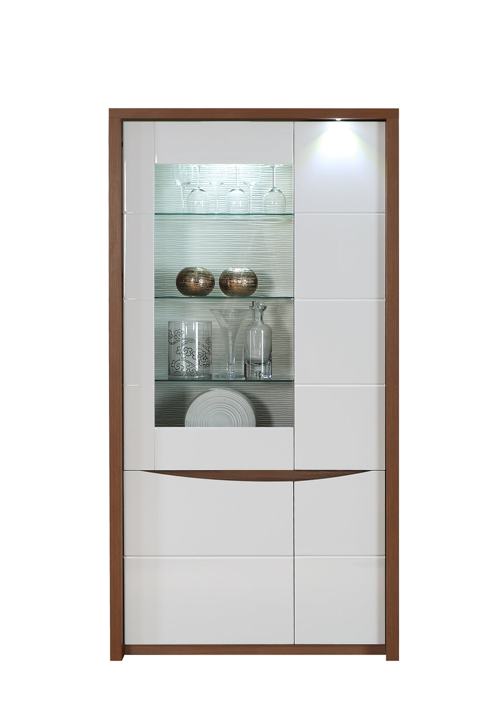 Vitrina Stanga Sentozza Stejar Sangallo si Alb Lucios, 93 Cm