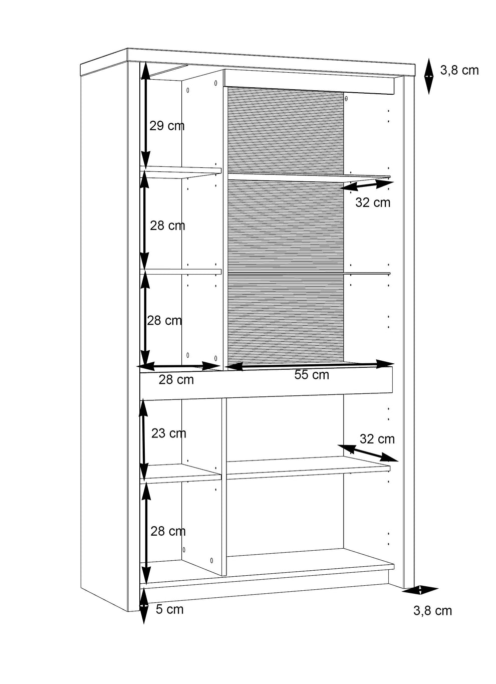 Vitrina Dreapta Sentozza 93 Cm