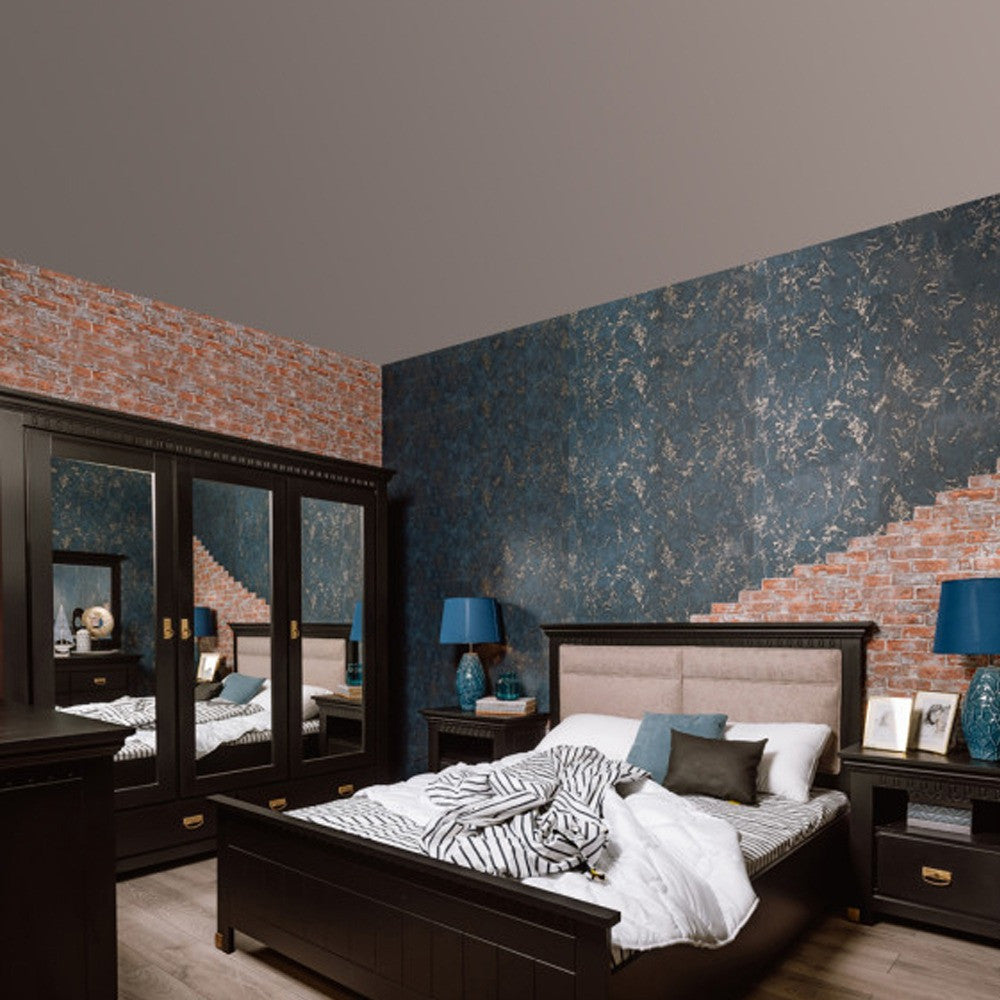 Pat Dormitor Saint Tropez , Dimensiune Saltea 180 x 200 Cm, Cu Tablie Tapitata, Vopsit Negru