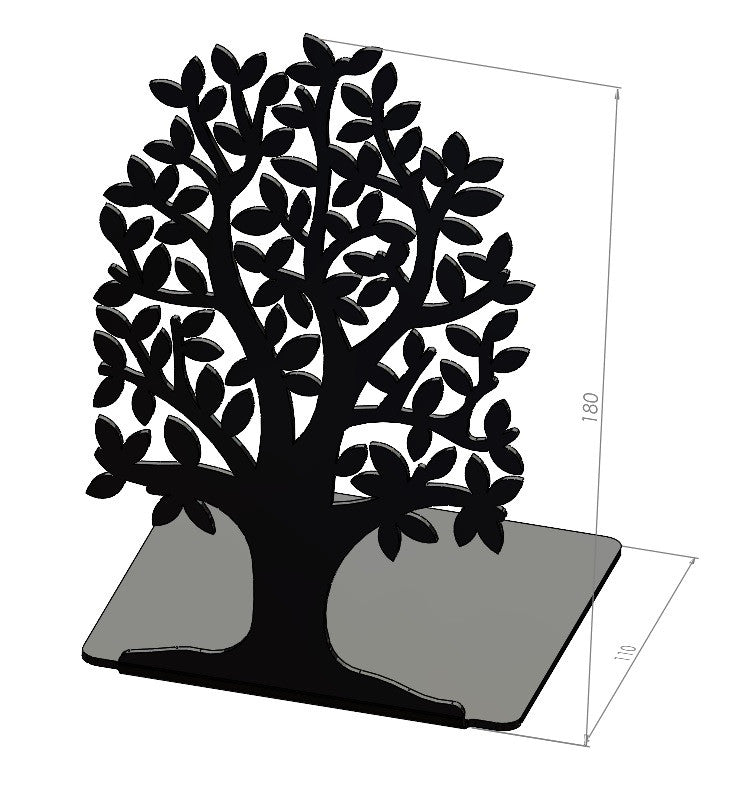 Suport De Carte Copacul Vietii Otel, Negru Mat 18 X 11 Cm
