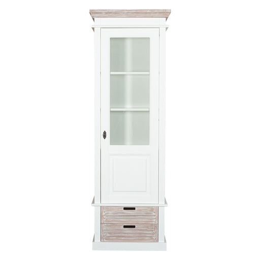 Vitrina Cu 1 Usa Si 2 Sertare Cortina Alb Si Natur, Dreapta, 66.3 Cm