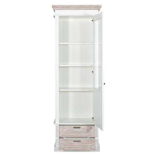 Vitrina Cu 1 Usa Si 2 Sertare Cortina Alb Si Natur, Dreapta, 66.3 Cm
