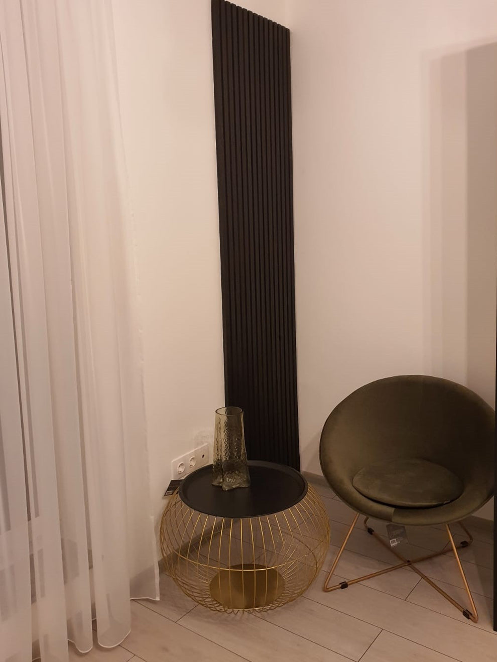 Riflaj Mdf Negru, Furniruit, 240 x 60 cm