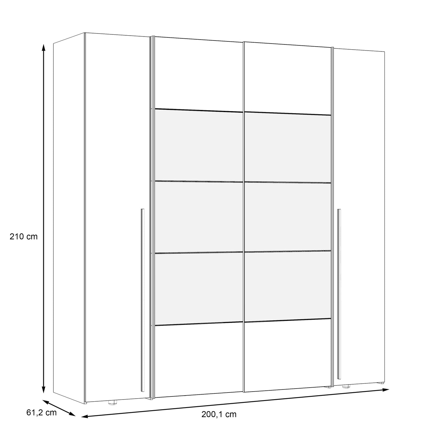 Dulap Cu Oglinda Energy Alb, 200 Cm